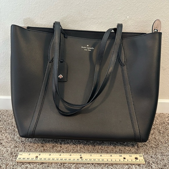 Kate Spade Black Structured Tote with Double Handles - Picture 3 of 7
